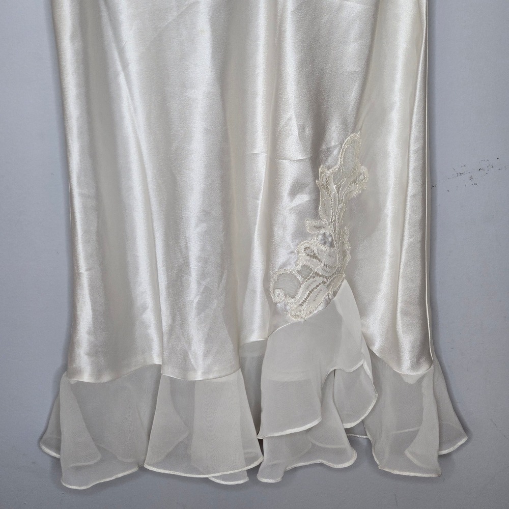 Oscar de la Renta Pink Label Cream Satin Slip Dress Lace Chemise Coquette Bridal - Picture 4 of 9